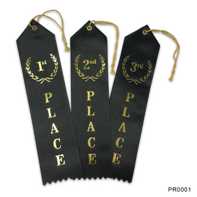Custom Printing Award Ribbons Black Polyester Satin Ribbon