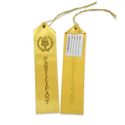 Manufacturer satin ribbon custom logo yellow award ribbon