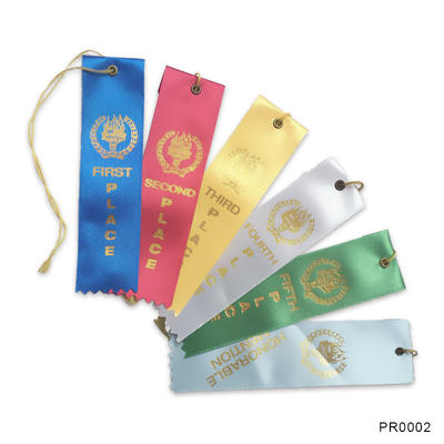 Hot stamping gold custom award ribbons for sport art race