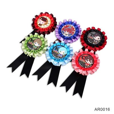 Colorful Polyester round flower rosette ribbon for sport party