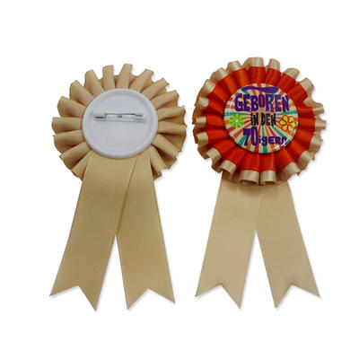 Custom Logo printed Decorations Gift Ribbon Badge Award Rosette Ribbon