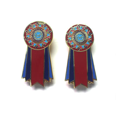 Personalized Sport Award Ribbon Badges Zinc alloy imitation hard enamel pin badge